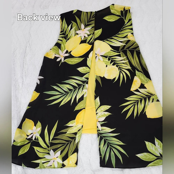 Melanie Lyne NWOT Lemon print double layer blouse Size 10 - Picture 7 of 8